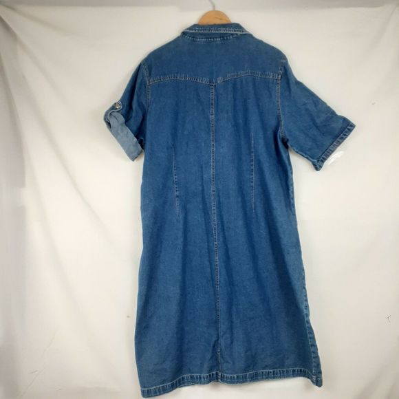 BLUE J. Vtg Button down Shirt Dress Roll Tab Sz 2X - Picture 10 of 10